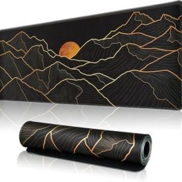 Large Gaming Mouse Pad for Desk, Desk Mat with Seamed Edges, Waterproof Desk Pad, Non-Slip Rubber Base, 31.5x11.8 Inch Keyboard Pad Computer Mat, Big XL Black Mousepad