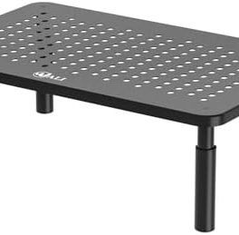 WALI Computer Monitor Stand for Desk, Adjustable Laptop Riser, Desk Monitor Stand Underneath Storage for Office, Home, School Supplies (STT003), 1 Pack, Black