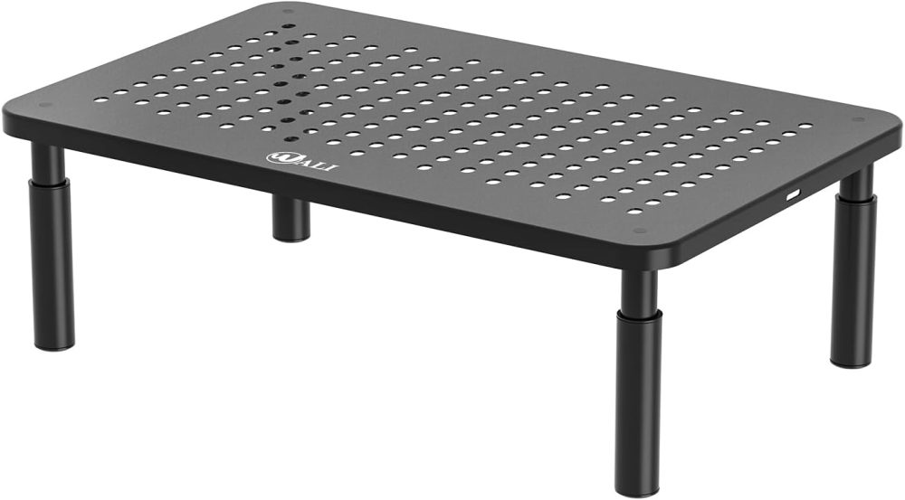 WALI Computer Monitor Stand for Desk, Adjustable Laptop Riser, Desk Monitor Stand Underneath Storage for Office, Home, School Supplies (STT003), 1 Pack, Black - Image 9
